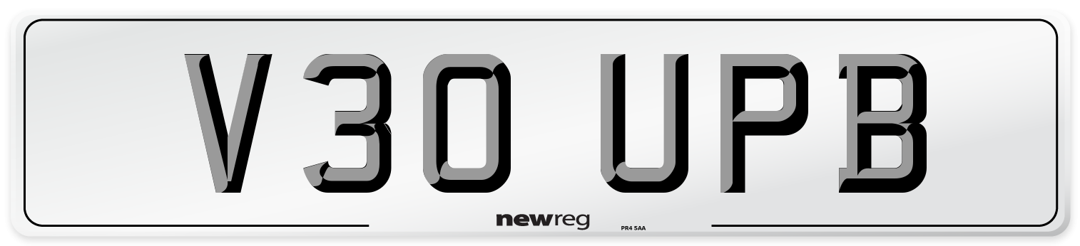 V30 UPB Number Plate from New Reg